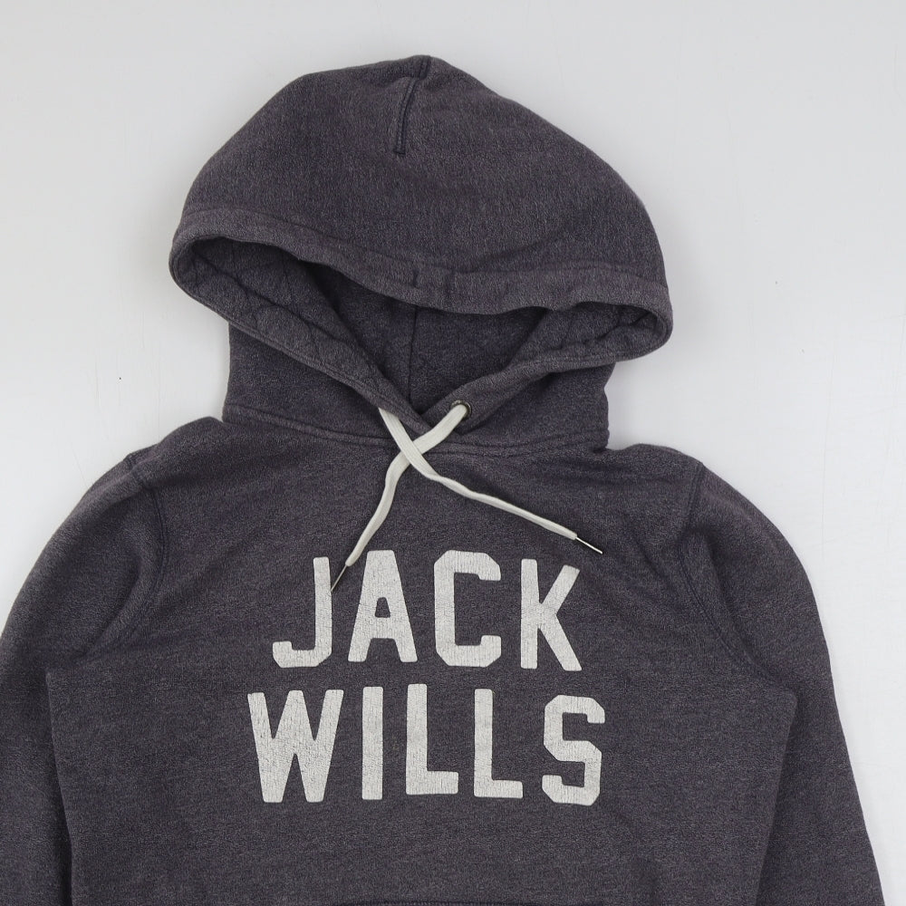 Jack Wills Womens Grey Cotton Pullover Hoodie Size 12 Pullover