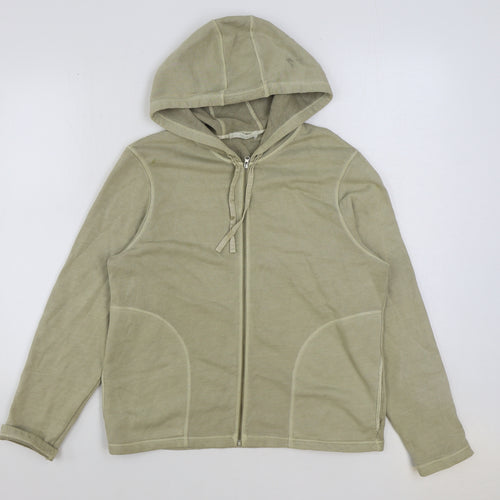 Marks and Spencer Womens Beige Cotton Full Zip Hoodie Size 14 Zip