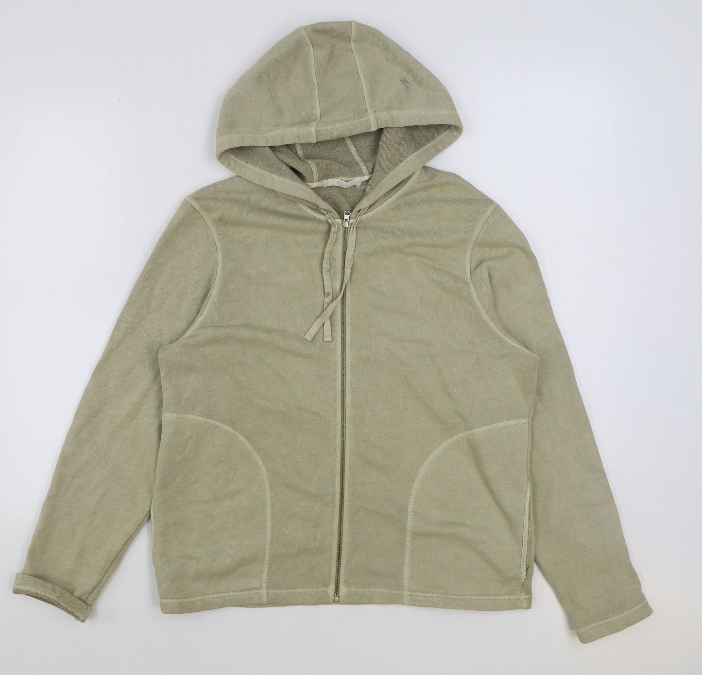 Marks and Spencer Womens Beige Cotton Full Zip Hoodie Size 14 Zip
