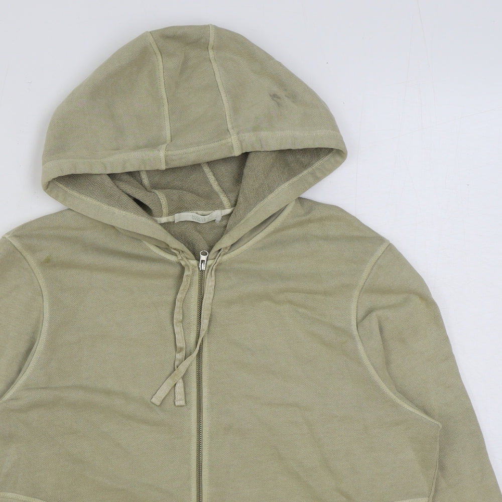 Marks and Spencer Womens Beige Cotton Full Zip Hoodie Size 14 Zip
