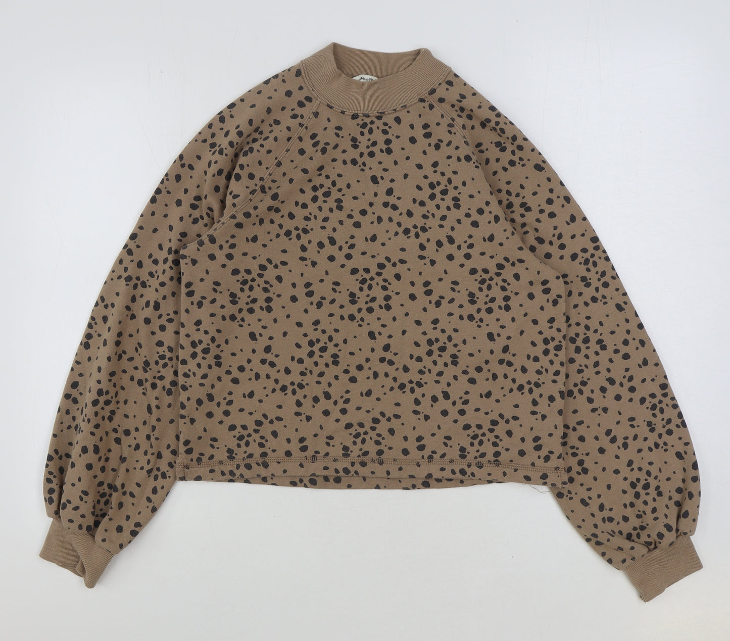 Abercrombie & Fitch Womens Brown Animal Print Cotton Pullover Sweatshirt Size S Pullover