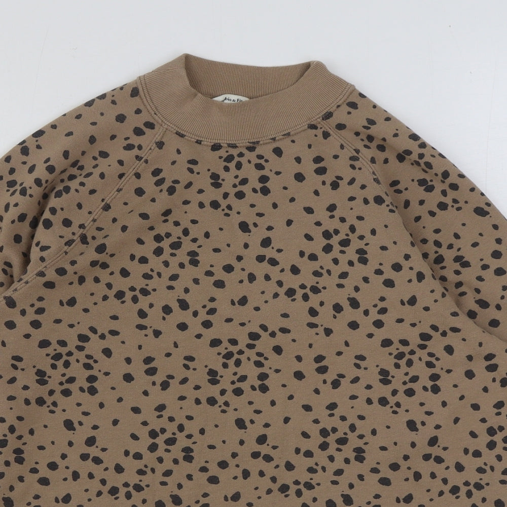 Abercrombie & Fitch Womens Brown Animal Print Cotton Pullover Sweatshirt Size S Pullover