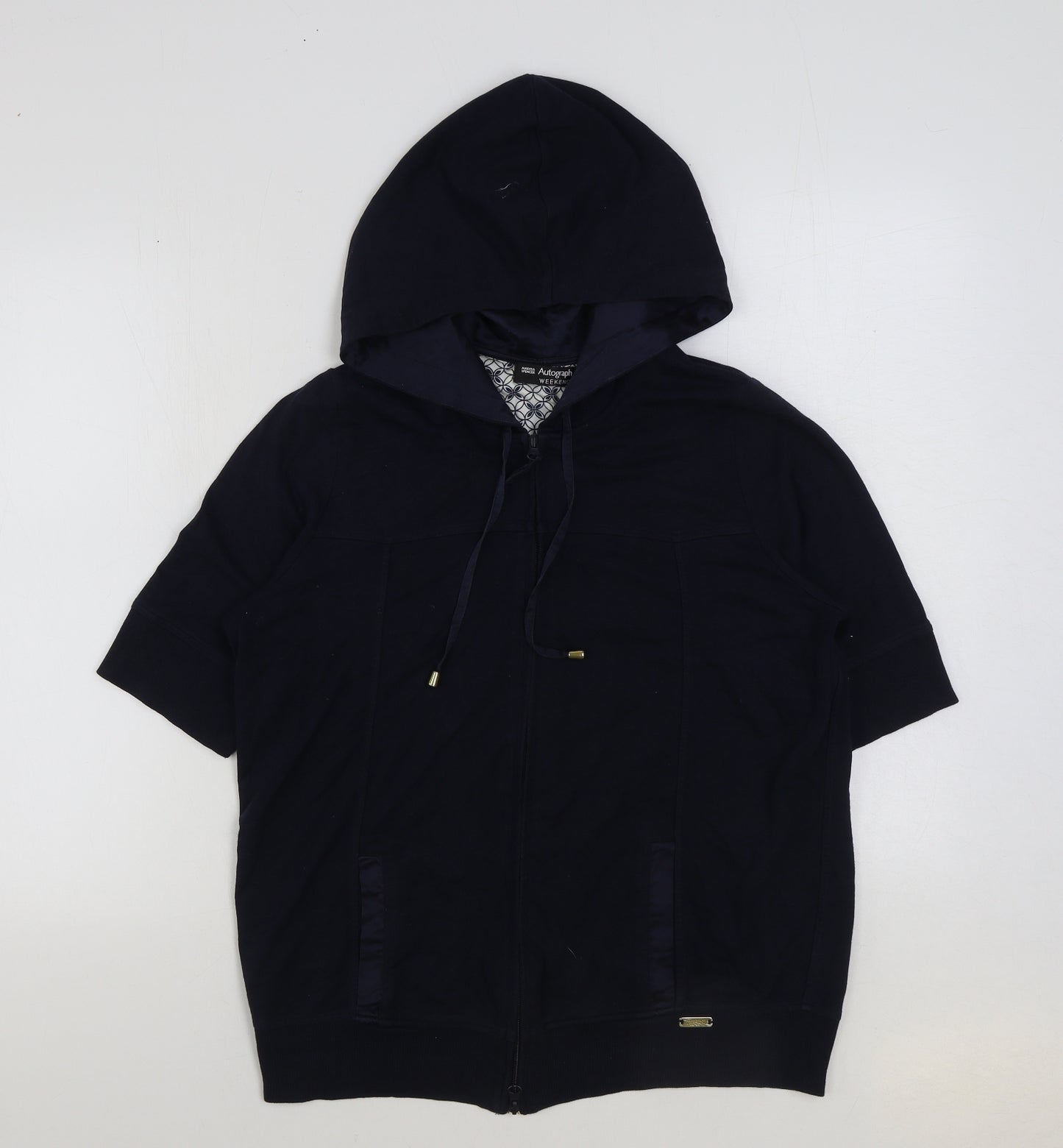 Marks and Spencer Womens Blue Polyester Full Zip Hoodie Size 14 Zip