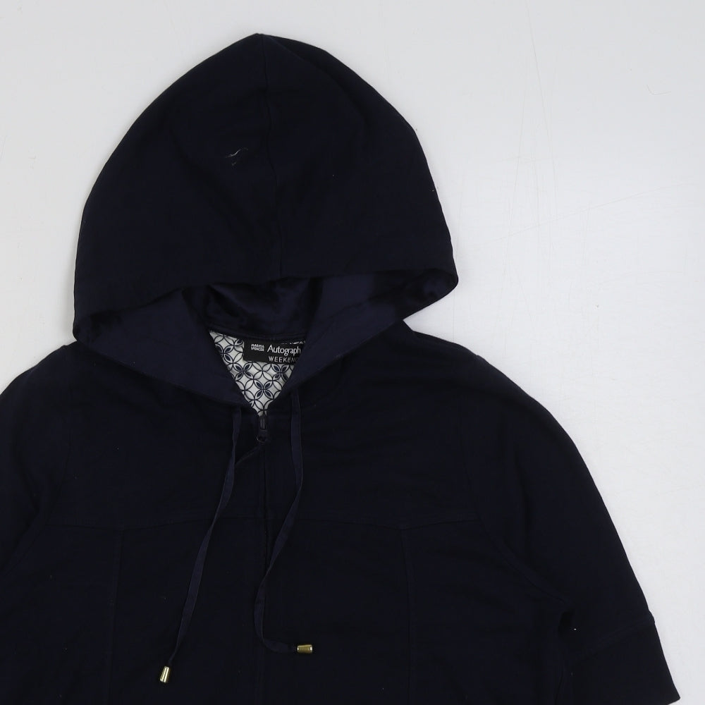 Marks and Spencer Womens Blue Polyester Full Zip Hoodie Size 14 Zip