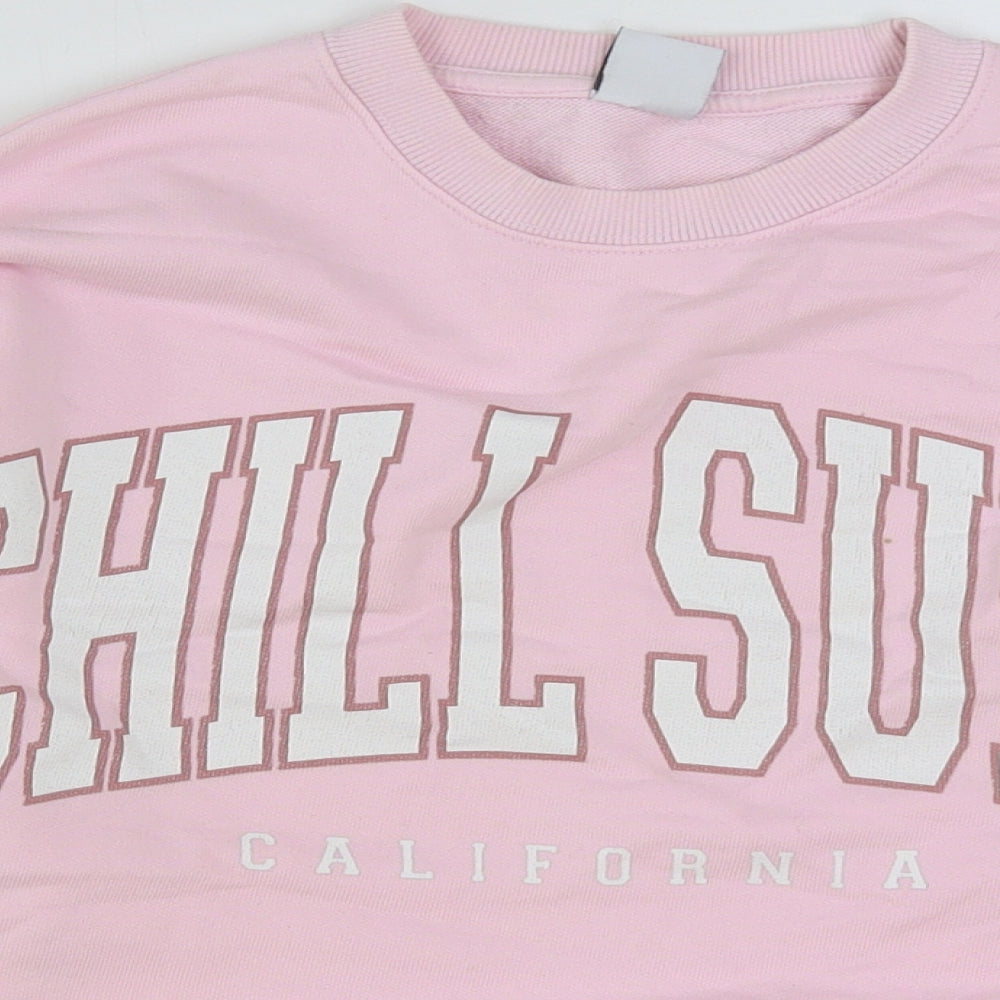 Zara Girls Pink Cotton Pullover Sweatshirt Size 11-12 Years Pullover - Surf