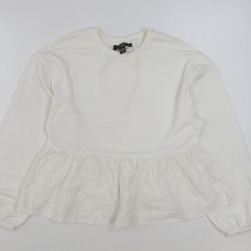 Primark Womens White Polyester Basic Blouse Size XS Round Neck