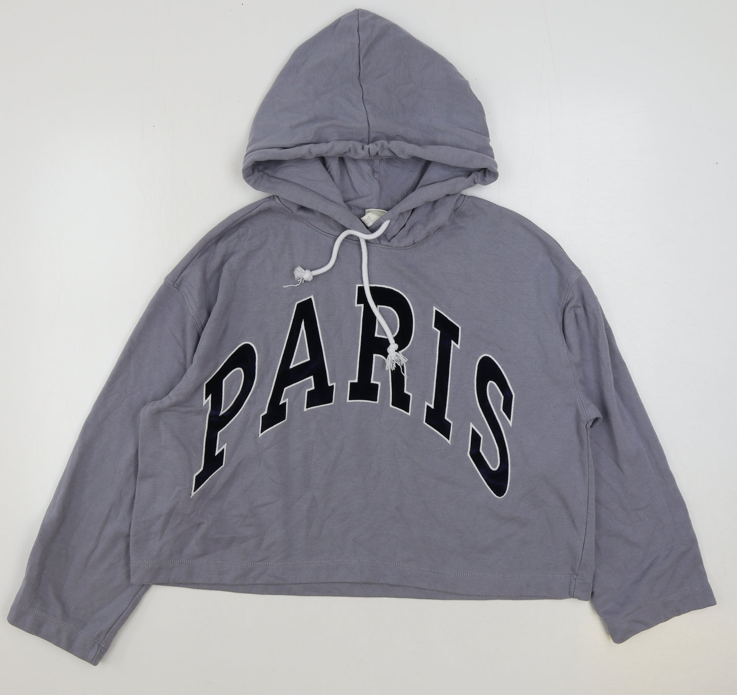 H&M Womens Grey Cotton Pullover Hoodie Size M Pullover - Paris