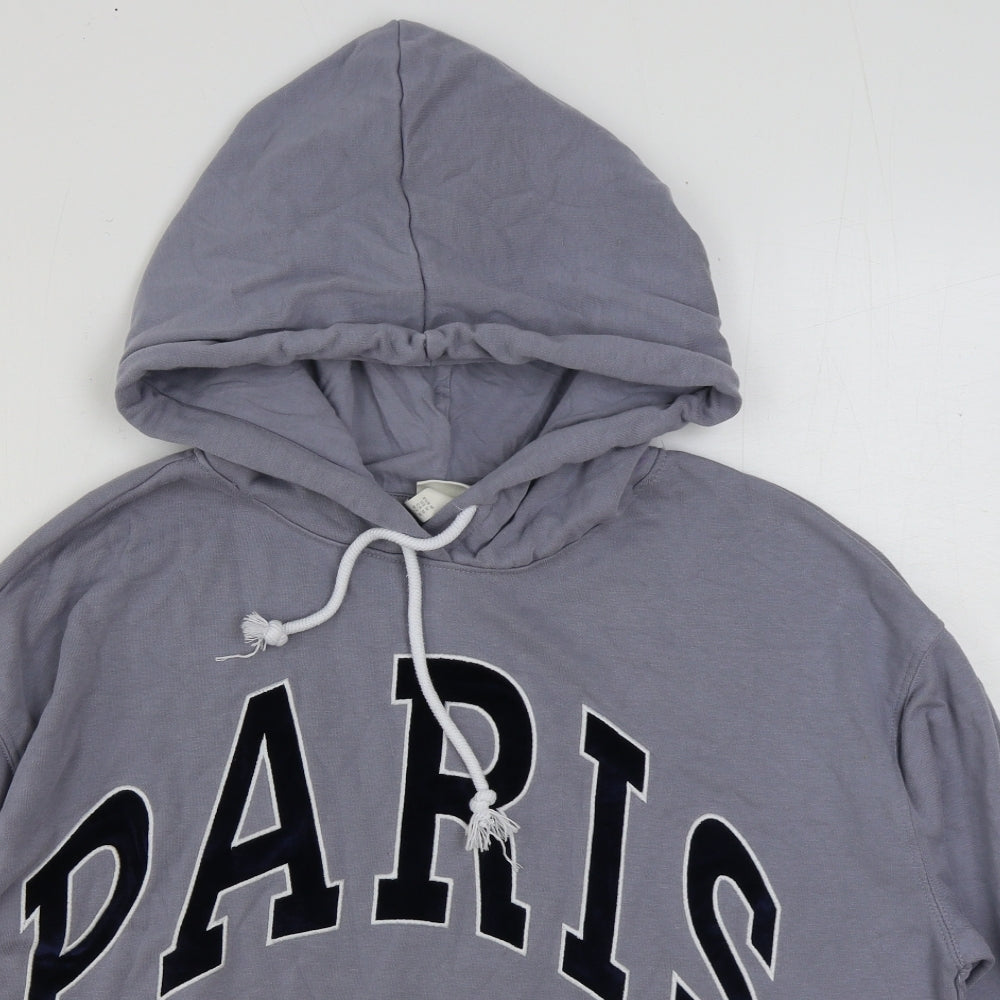 H&M Womens Grey Cotton Pullover Hoodie Size M Pullover - Paris