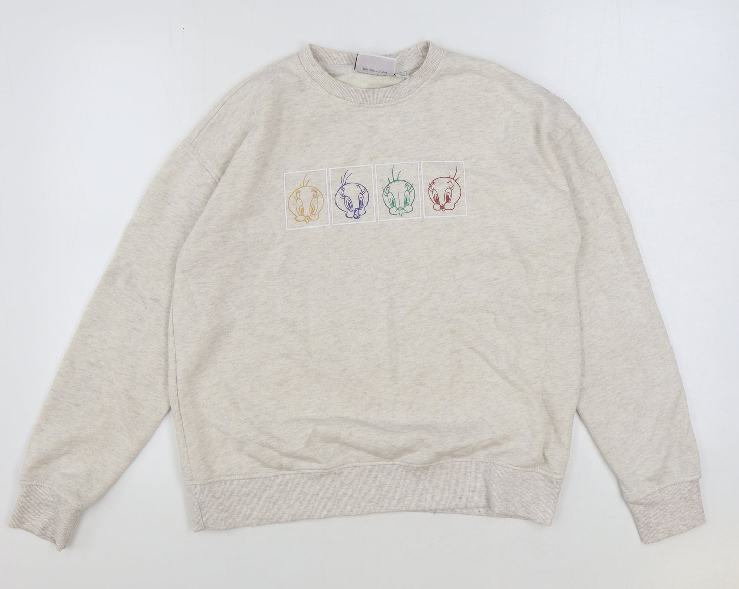 Marks and Spencer Womens Beige Cotton Pullover Sweatshirt Size XS Pullover - Tweety