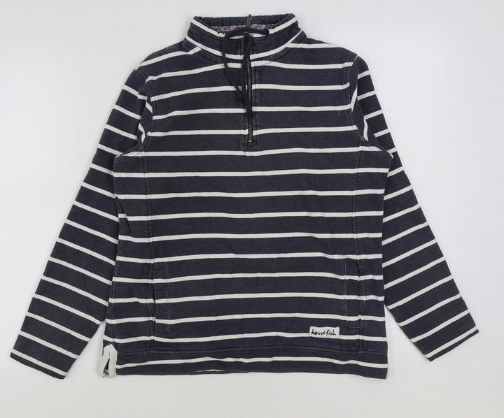 Weird Fish Womens Grey Striped Cotton Pullover Sweatshirt Size 14 Zip
