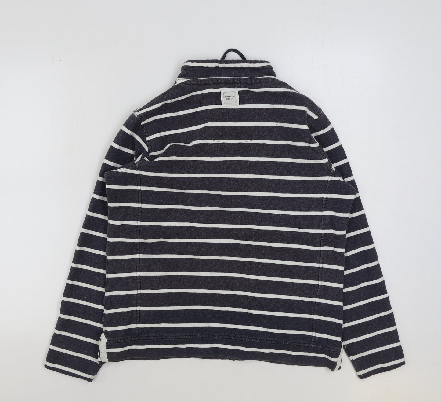 Weird Fish Womens Grey Striped Cotton Pullover Sweatshirt Size 14 Zip