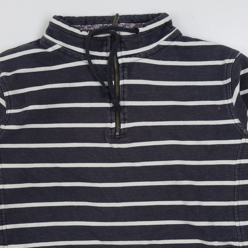 Weird Fish Womens Grey Striped Cotton Pullover Sweatshirt Size 14 Zip