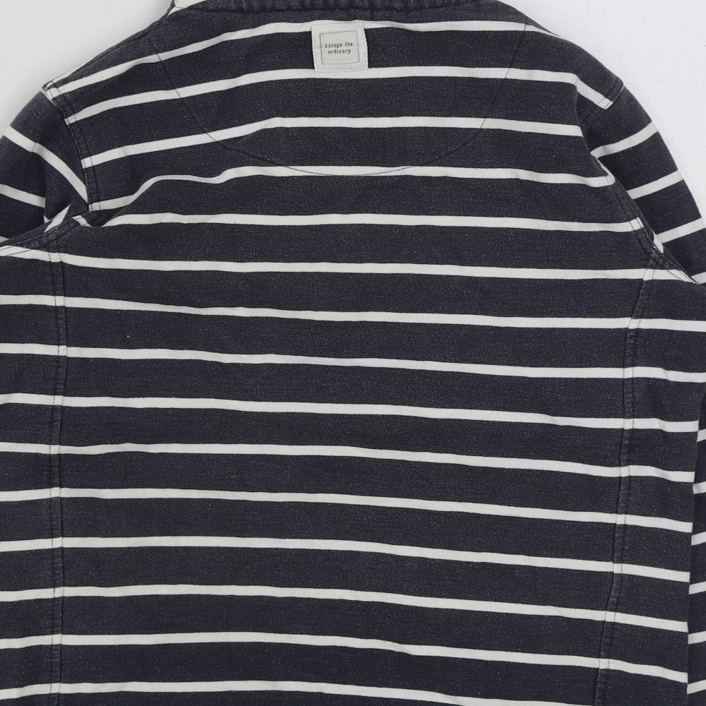 Weird Fish Womens Grey Striped Cotton Pullover Sweatshirt Size 14 Zip