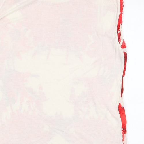 Saint Tropez Clothing Womens Red Floral Polyester Basic Blouse Size L Boat Neck
