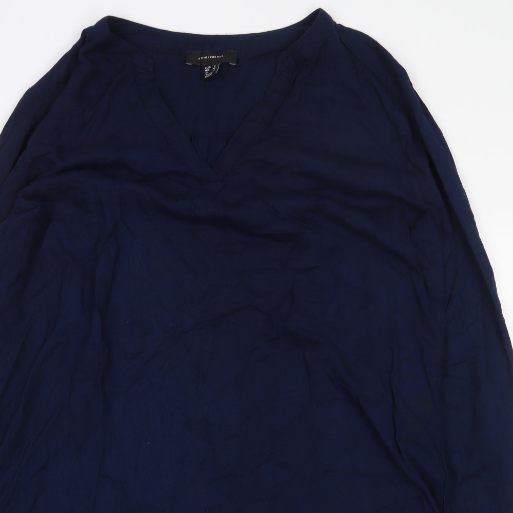 Atmosphere Womens Blue Viscose Basic Blouse Size 18 V-Neck