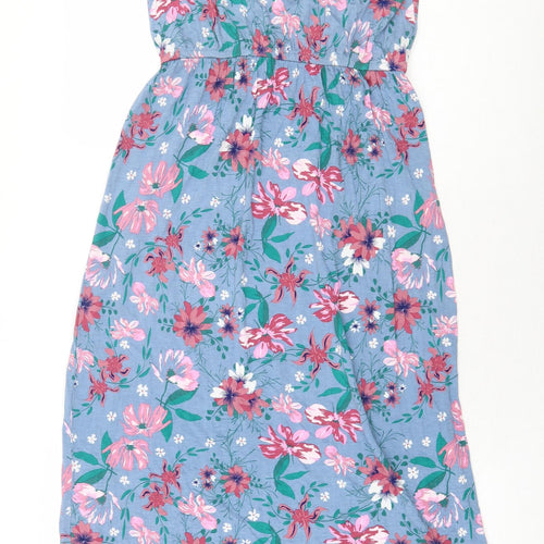 Avenue Womens Blue Floral Viscose Maxi Size 8 Boat Neck Pullover - Size 8/10