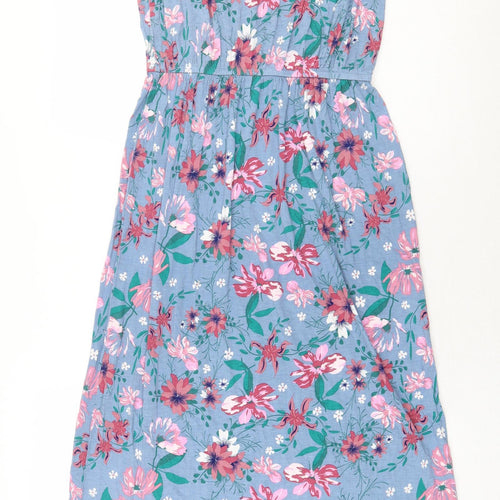 Avenue Womens Blue Floral Viscose Maxi Size 8 Boat Neck Pullover - Size 8/10