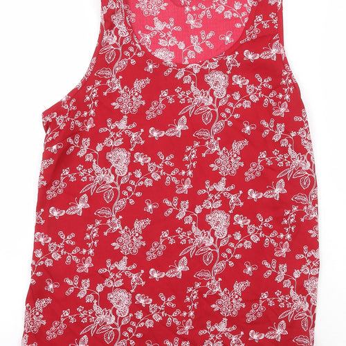 Atmosphere Womens Red Floral Polyester Basic Tank Size 12 Scoop Neck
