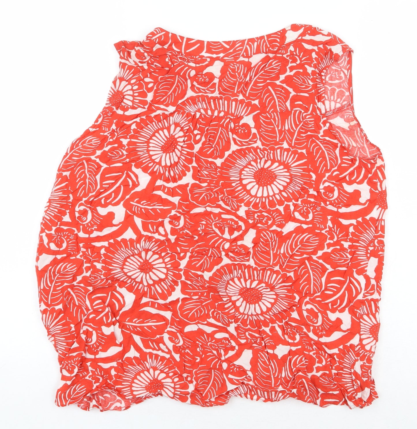PIKO Womens Red Floral Polyester Basic Blouse Size L Boat Neck