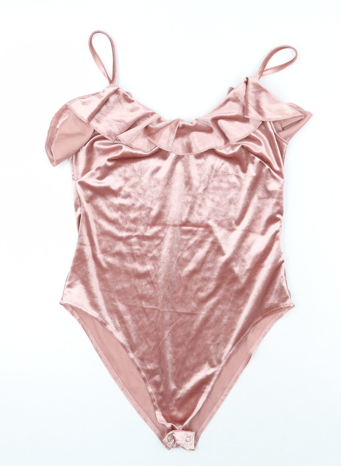 New Look Womens Pink Polyester Bodysuit One-Piece Size 12 Snap