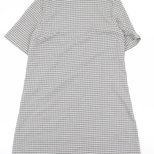 Avenue Womens Grey Geometric Polyester Sheath Size 12 Boat Neck Zip