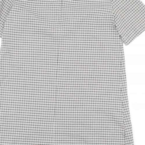 Avenue Womens Grey Geometric Polyester Sheath Size 12 Boat Neck Zip