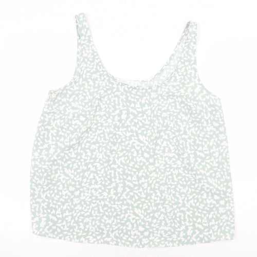 Primark Womens Green Geometric Polyester Basic Tank Size 16 Scoop Neck
