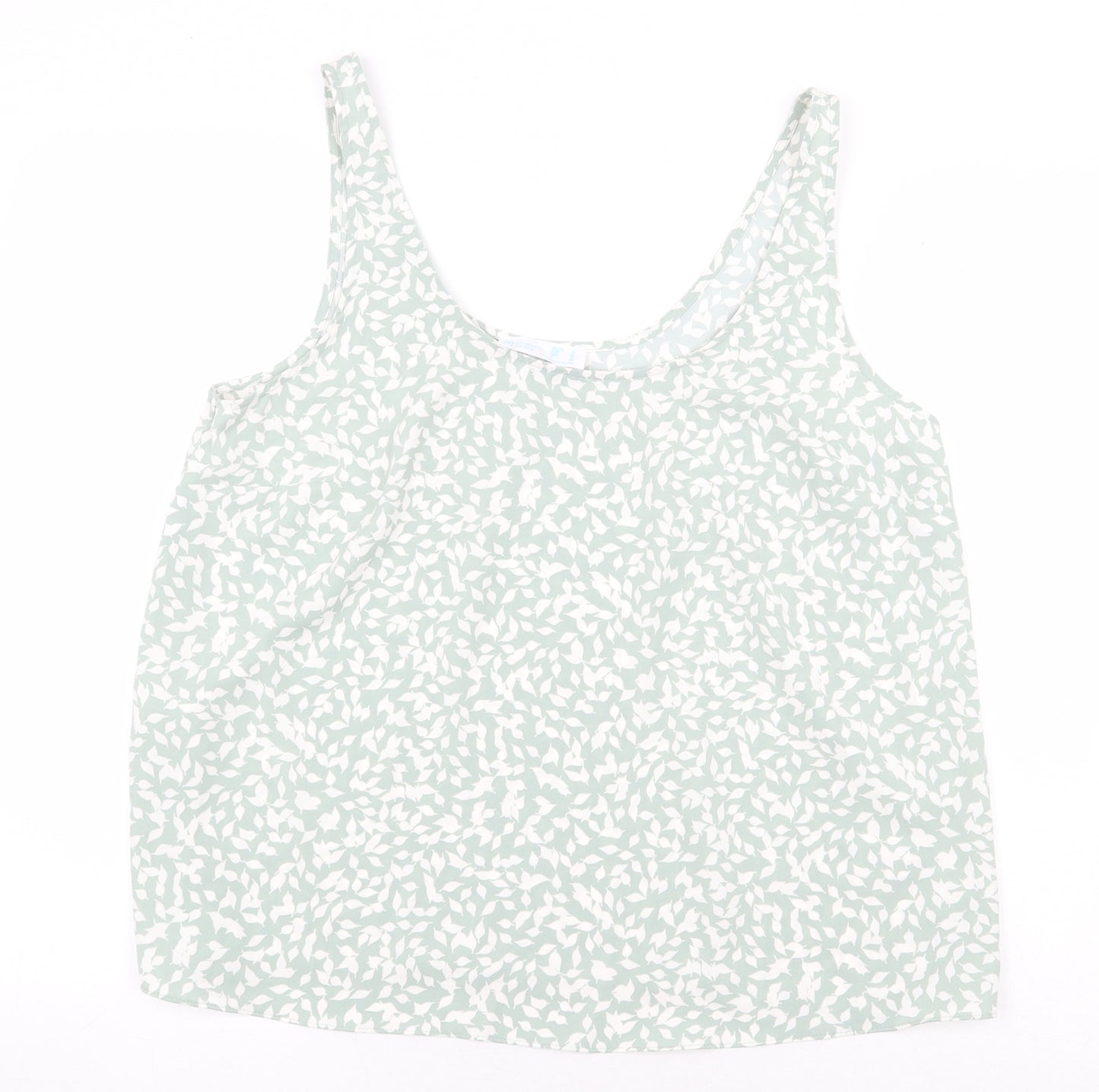Primark Womens Green Geometric Polyester Basic Tank Size 16 Scoop Neck