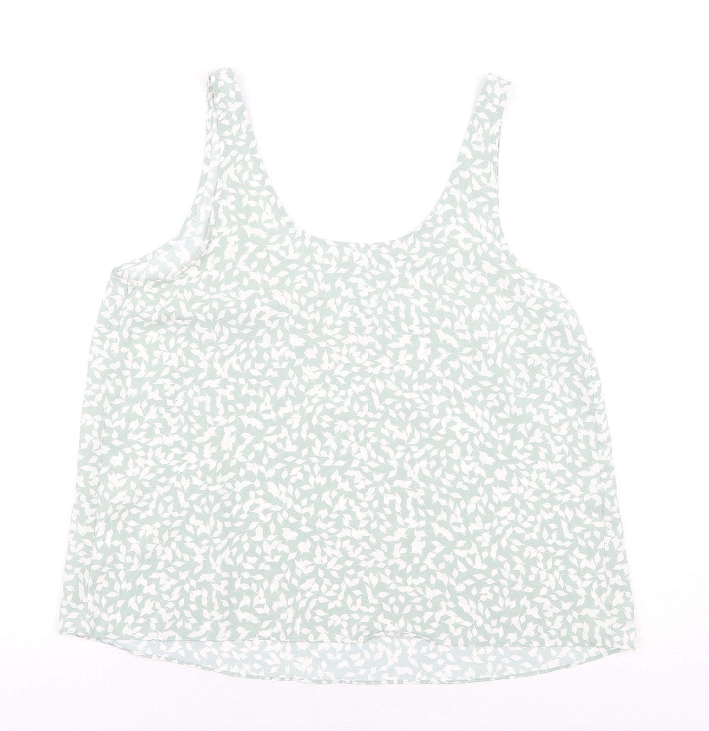 Primark Womens Green Geometric Polyester Basic Tank Size 16 Scoop Neck
