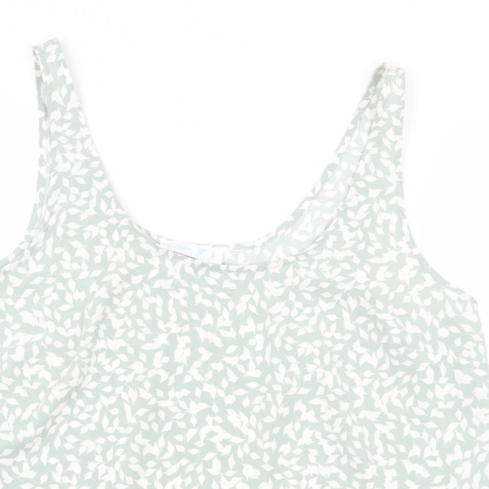 Primark Womens Green Geometric Polyester Basic Tank Size 16 Scoop Neck