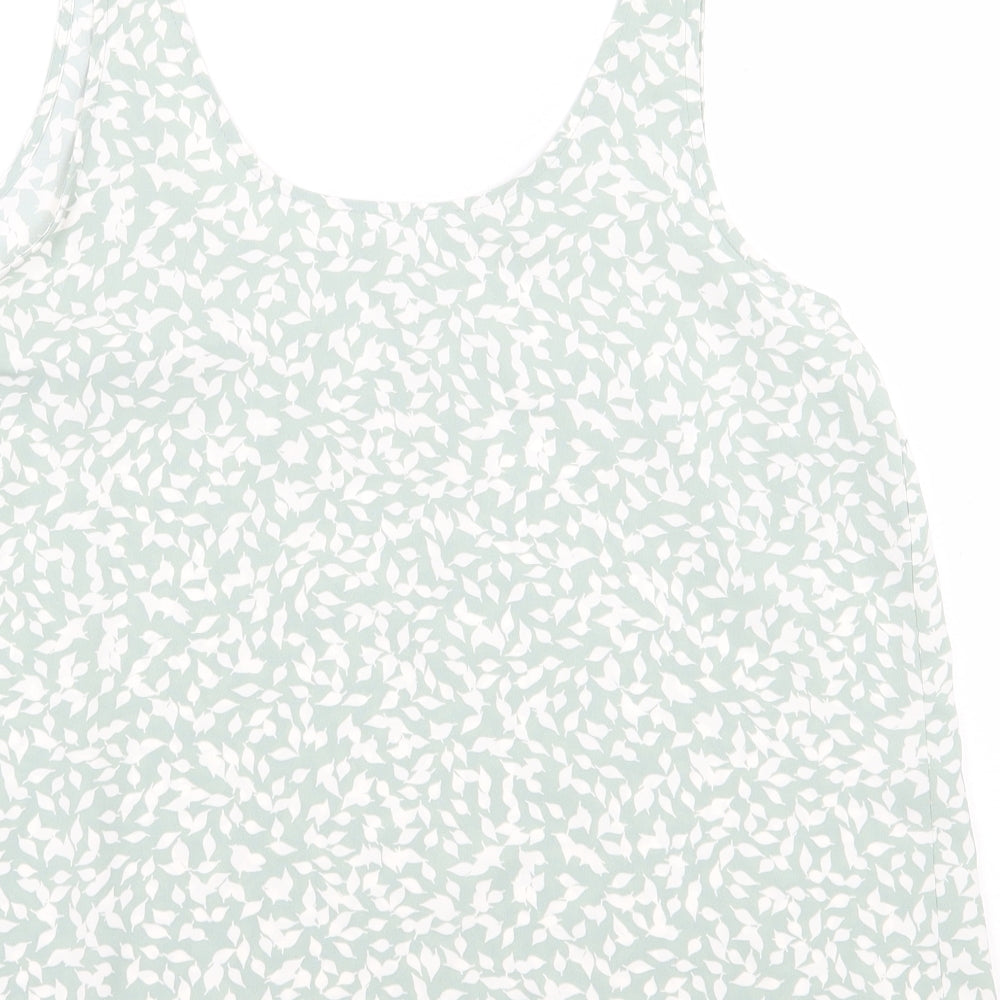Primark Womens Green Geometric Polyester Basic Tank Size 16 Scoop Neck