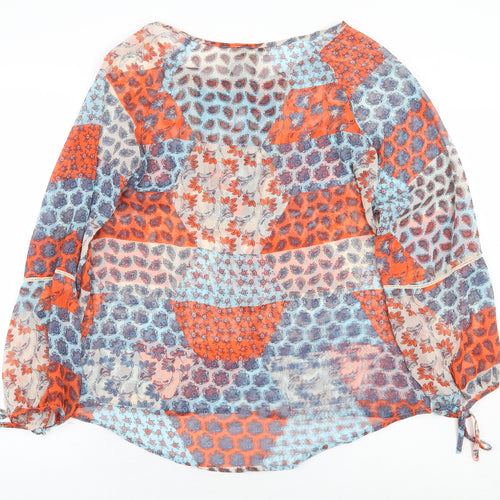 Papaya Womens Multicoloured Geometric Polyester Basic Blouse Size 10 Boat Neck