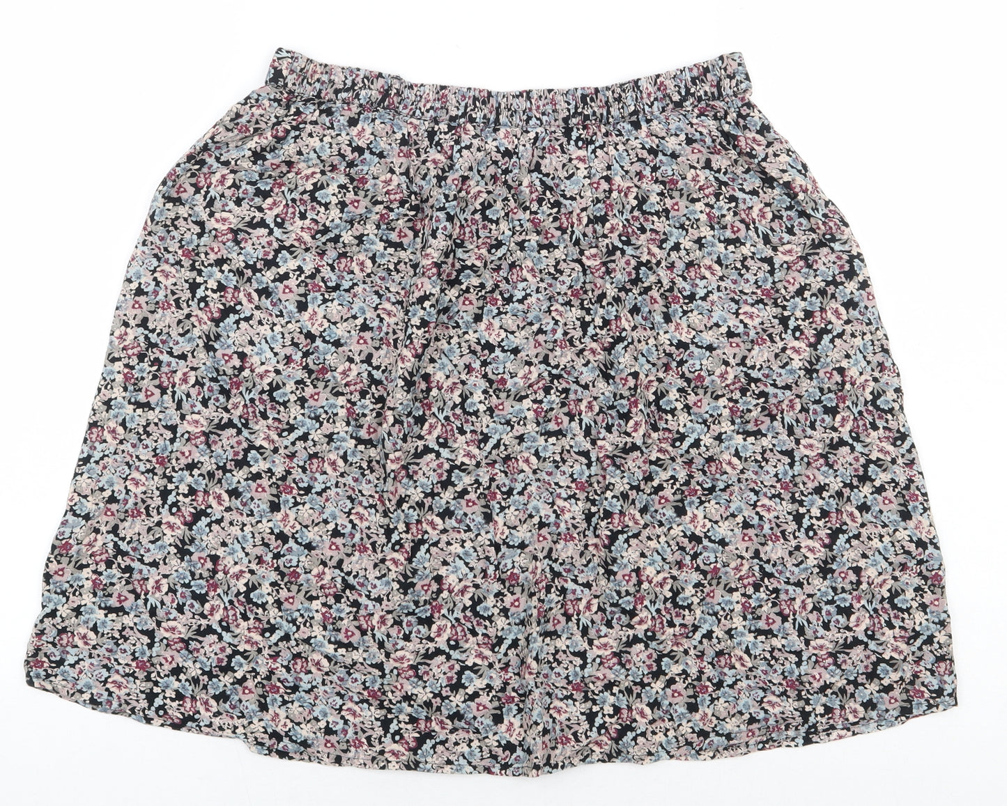 Marks and Spencer Womens Black Floral Viscose A-Line Skirt Size 8