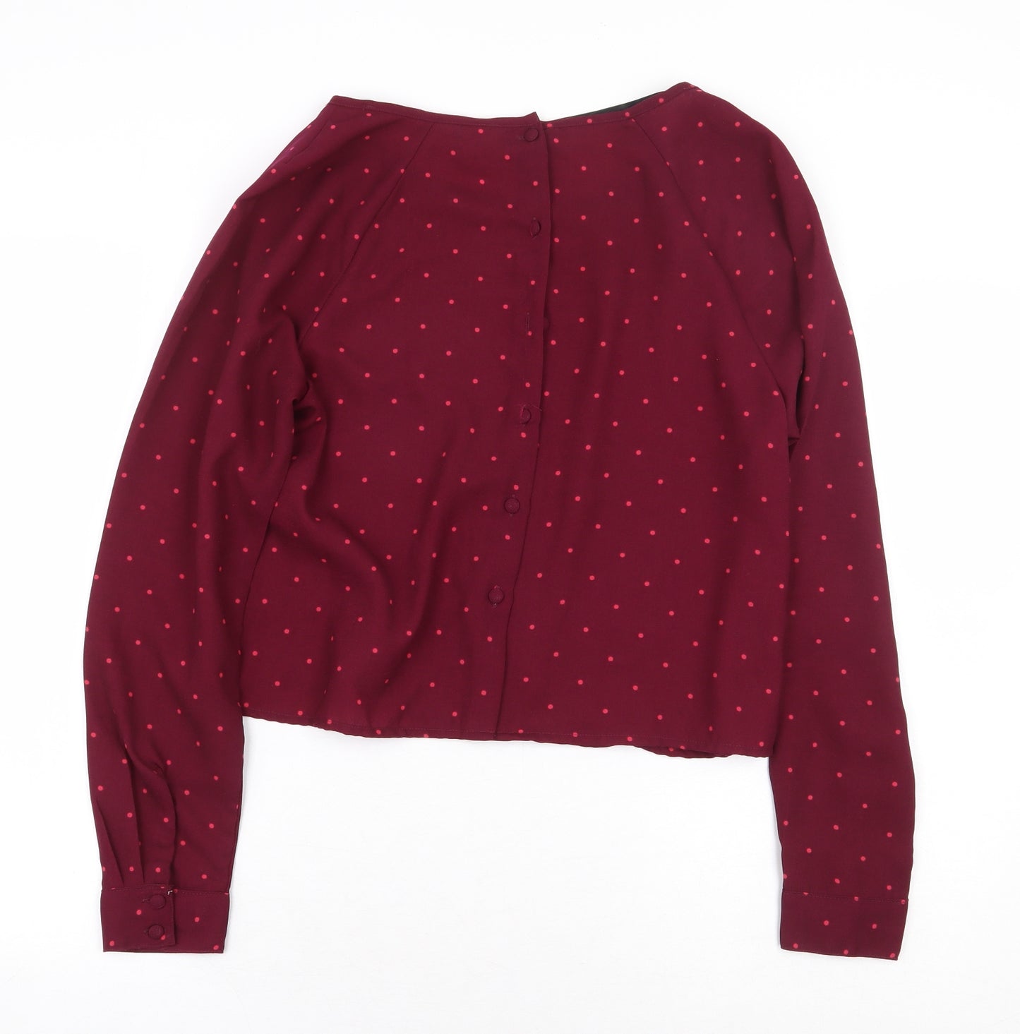 VERO MODA Womens Red Polka Dot Polyester Basic Blouse Size M Boat Neck