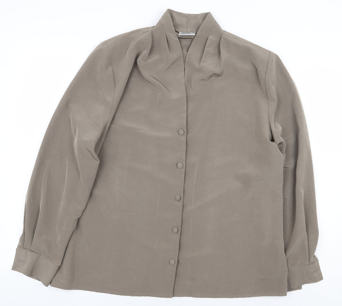 Reldan Womens Grey Polyester Basic Button-Up Size 16 V-Neck