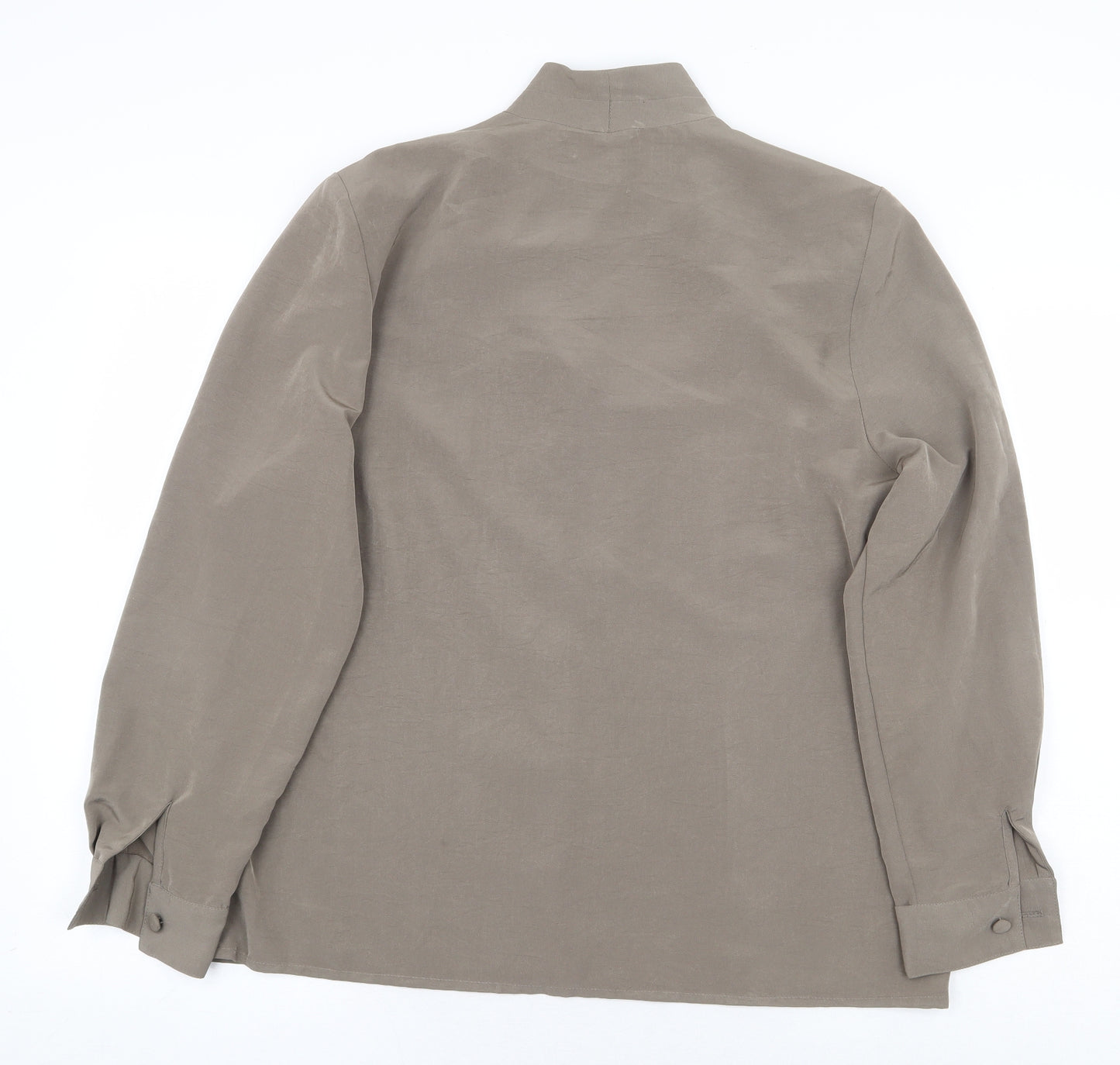 Reldan Womens Grey Polyester Basic Button-Up Size 16 V-Neck