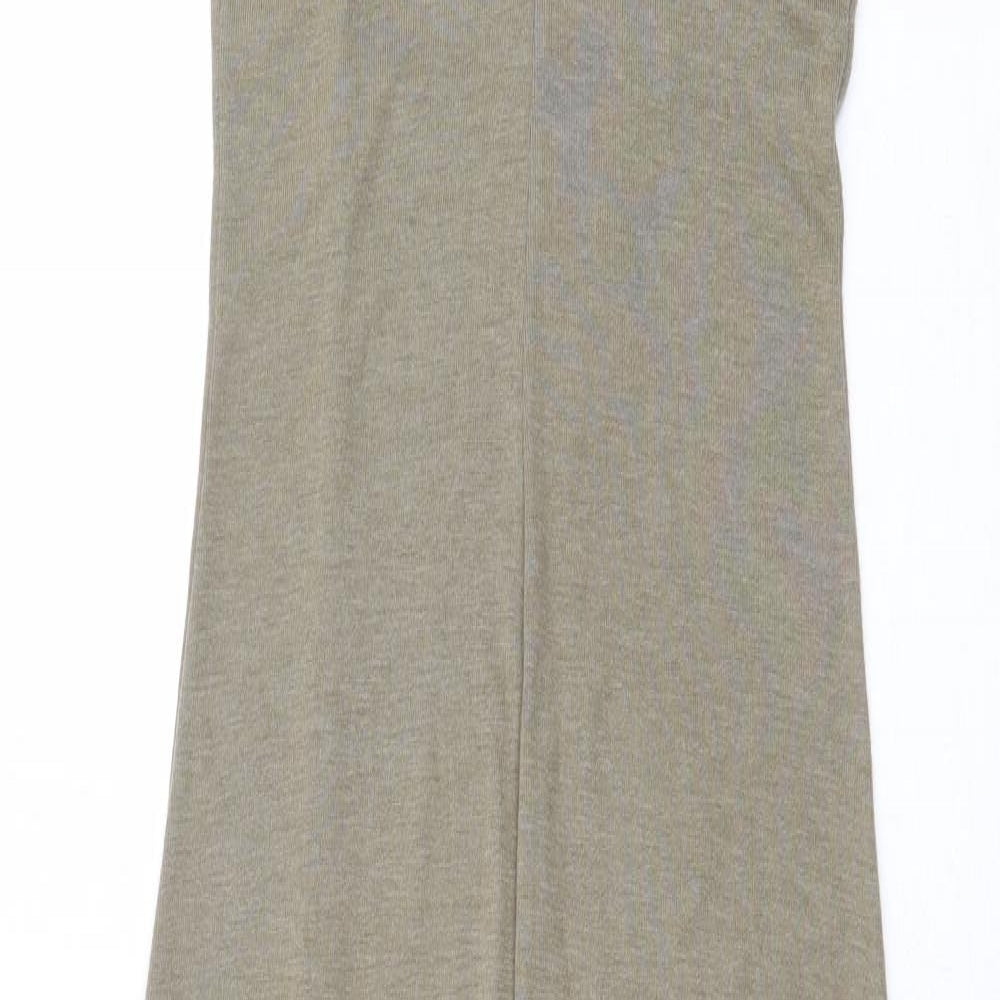 Topshop Womens Green Viscose Maxi Size 10 V-Neck Pullover