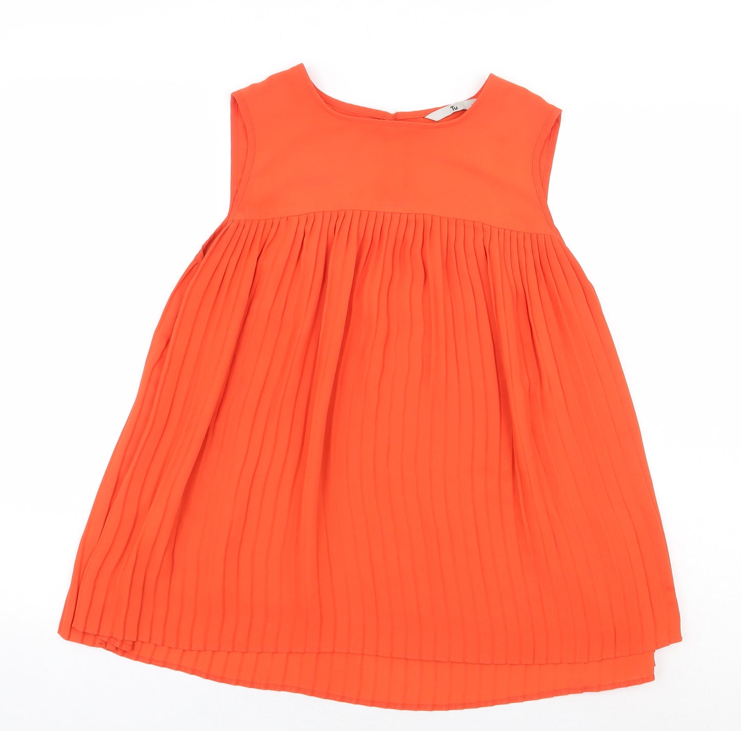 TU Womens Orange Polyester Basic Blouse Size 10 Boat Neck