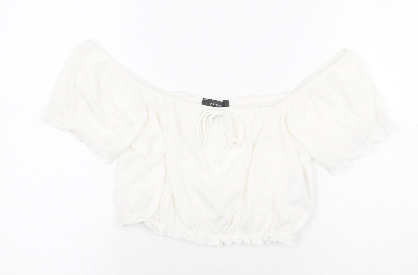 Primark Womens White Polyester Cropped Blouse Size XS Off the Shoulder