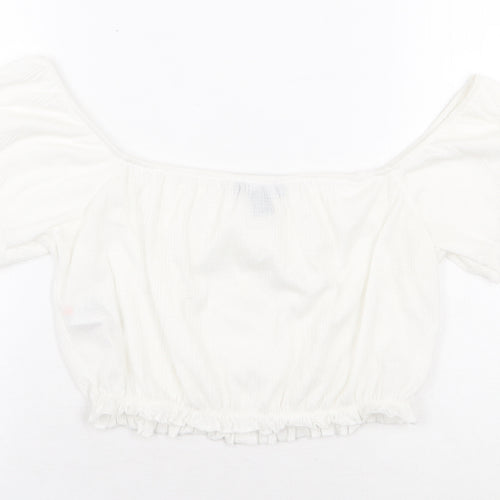 Primark Womens White Polyester Cropped Blouse Size XS Off the Shoulder