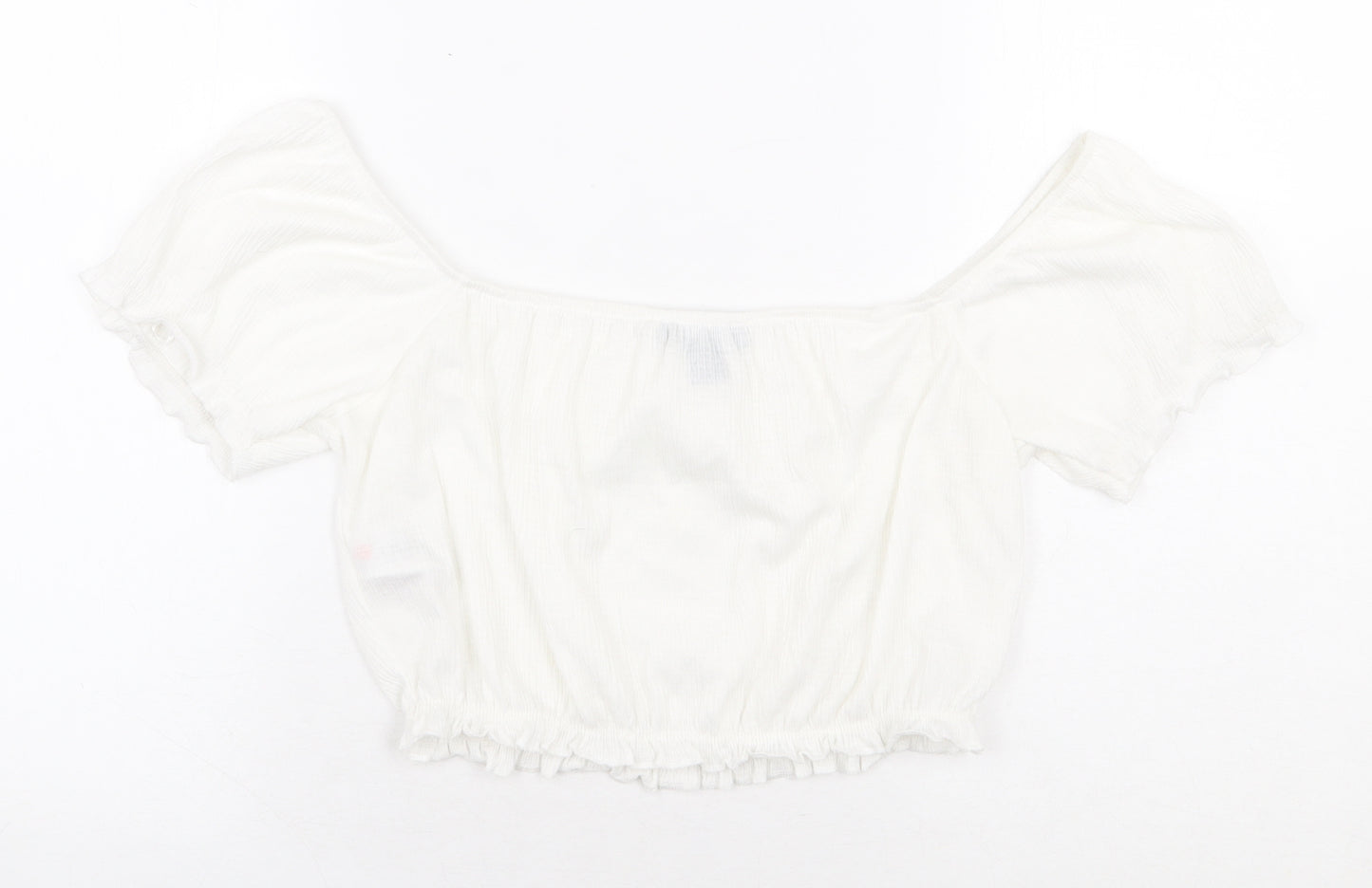 Primark Womens White Polyester Cropped Blouse Size XS Off the Shoulder