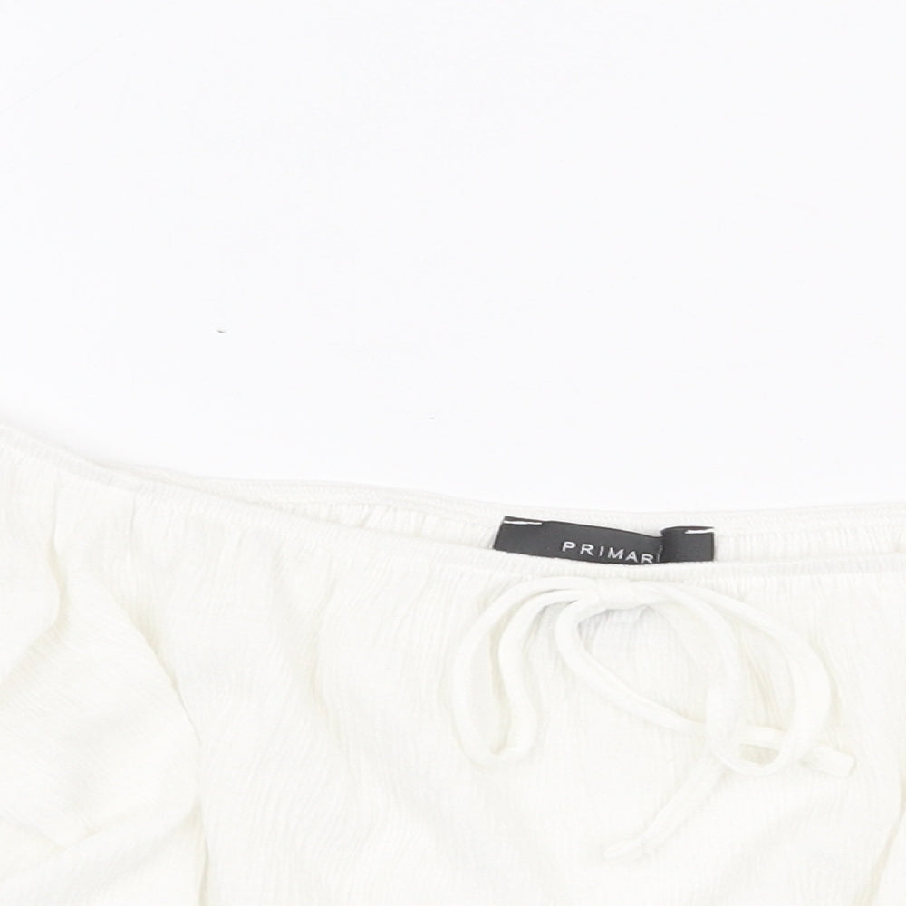Primark Womens White Polyester Cropped Blouse Size XS Off the Shoulder