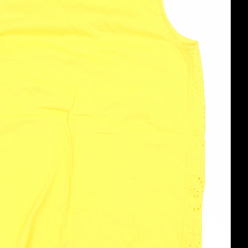 Matalan Womens Yellow Floral 100% Cotton Basic Tank Size 14 Boat Neck