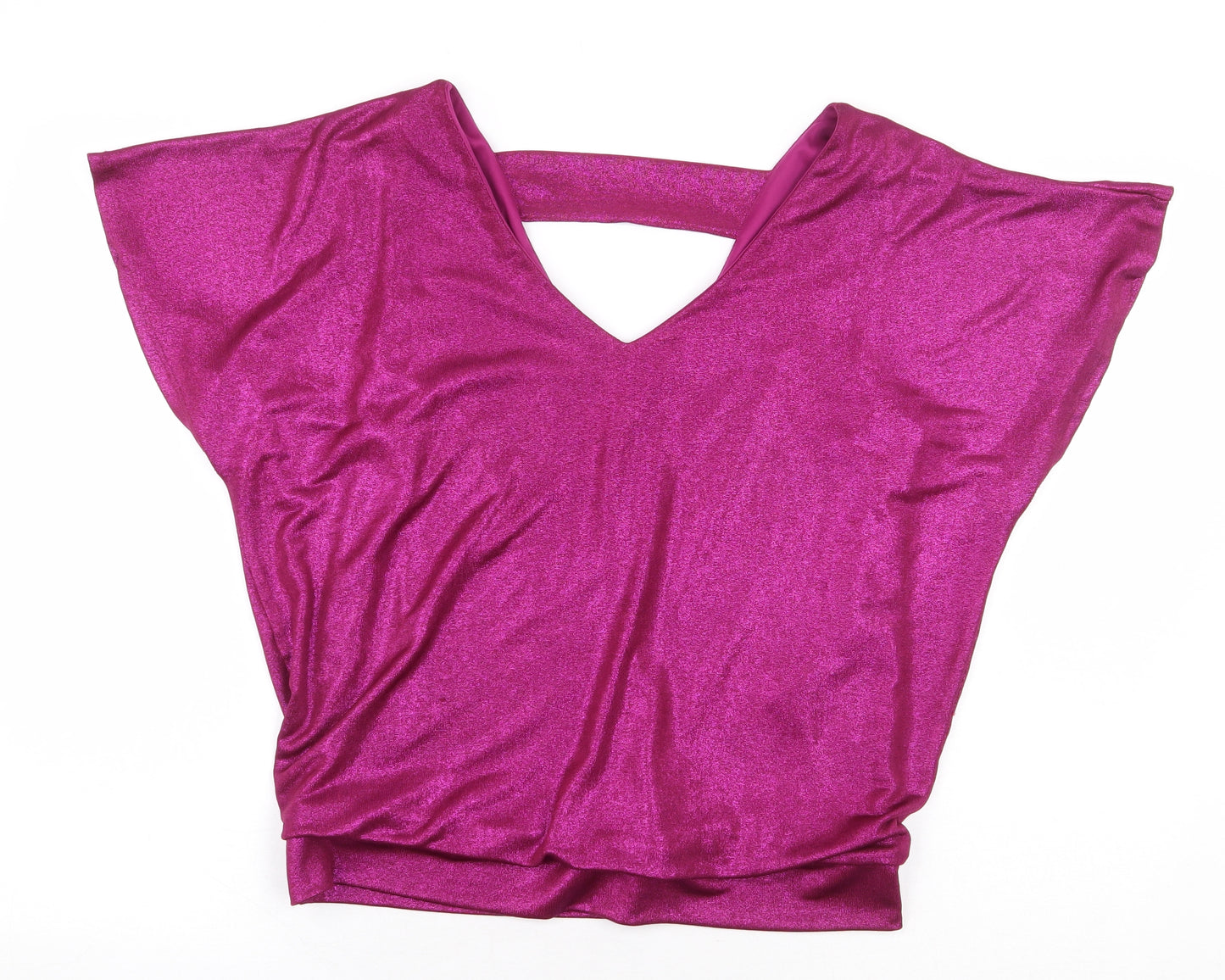 Dorothy Perkins Womens Pink Polyester Basic Blouse Size 12 V-Neck