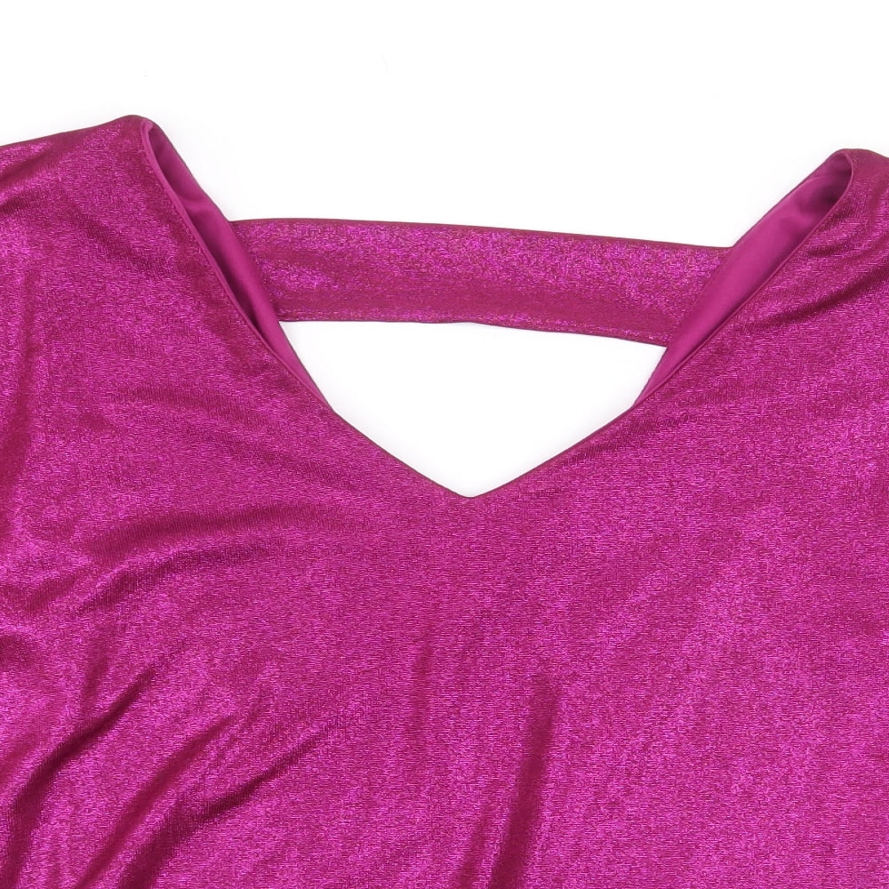Dorothy Perkins Womens Pink Polyester Basic Blouse Size 12 V-Neck