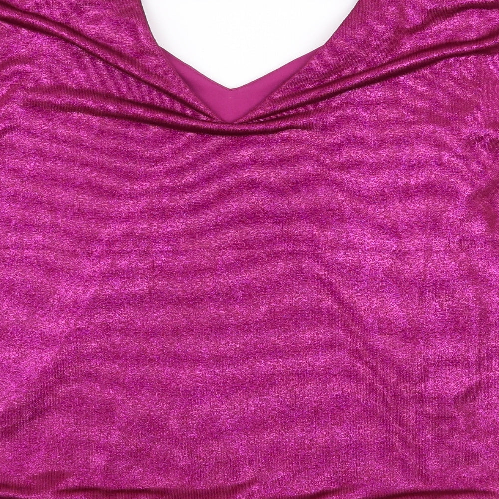 Dorothy Perkins Womens Pink Polyester Basic Blouse Size 12 V-Neck