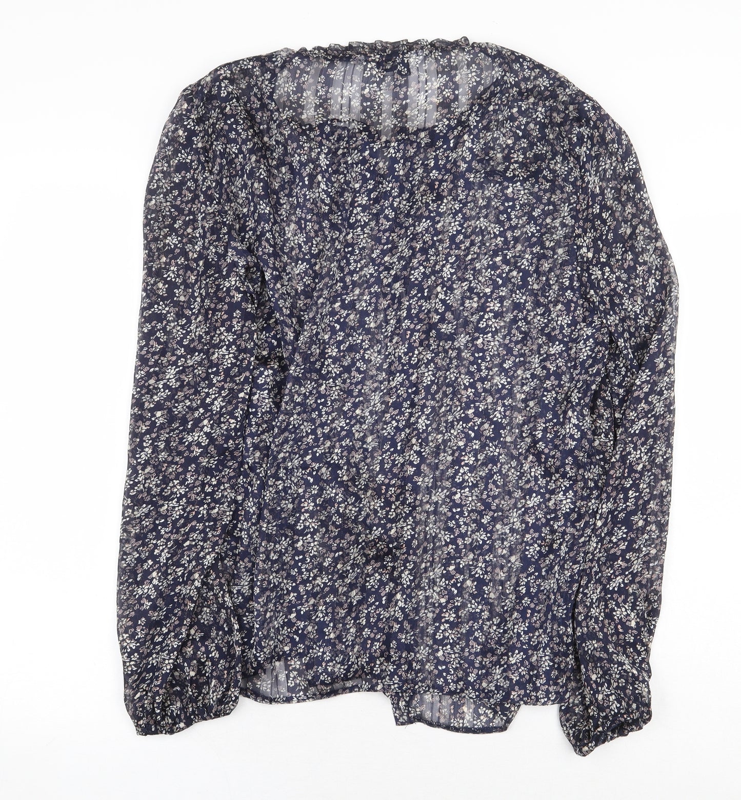 Dorothy Perkins Womens Blue Floral Polyester Basic Blouse Size 18 Boat Neck - Open Front