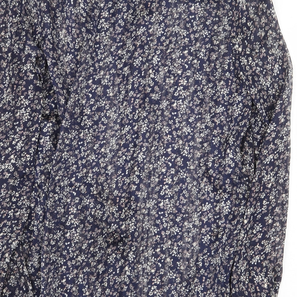 Dorothy Perkins Womens Blue Floral Polyester Basic Blouse Size 18 Boat Neck - Open Front