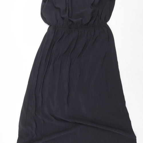 H&M Womens Black Polyester Ball Gown Size 12 Boat Neck Button