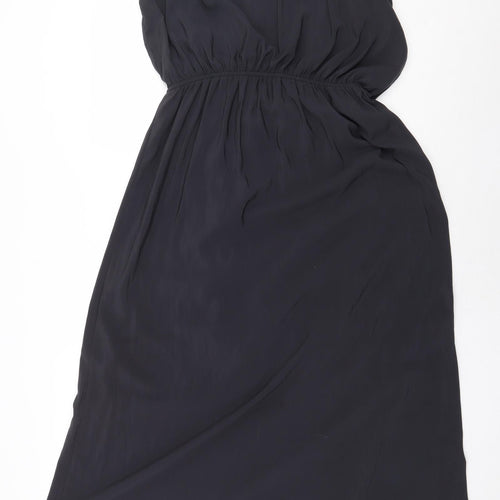H&M Womens Black Polyester Ball Gown Size 12 Boat Neck Button